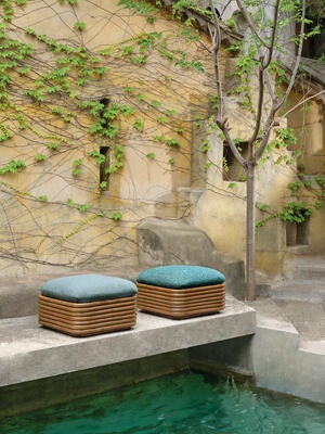 Looking to the Mediterranean, this collection of solution-dyed acrylic outdoor performance weaves was influenced by the relaxed outdoor lifestyle of the French Riviera. Turning on the out-of-office and switching over to holiday mode, simple boucles, a timeless houndstooth and a classic stripe exude an effortless European aesthetic. High on texture and contemporary in color, all fabrics meet stringent performance requirements, with anti-mold properties and UV- and stain-resistant finishes. They’re washable as well, ensuring longevity and practicality
