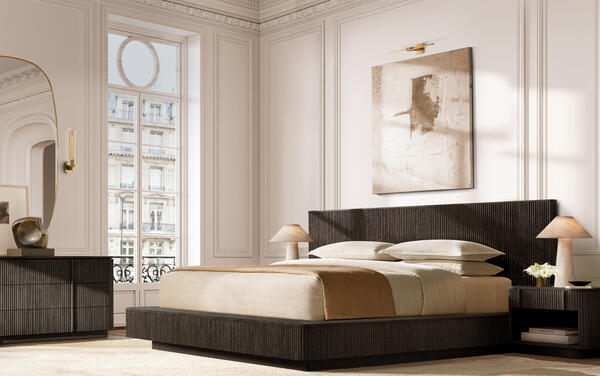 Mulholland bed collection in Black Oak
